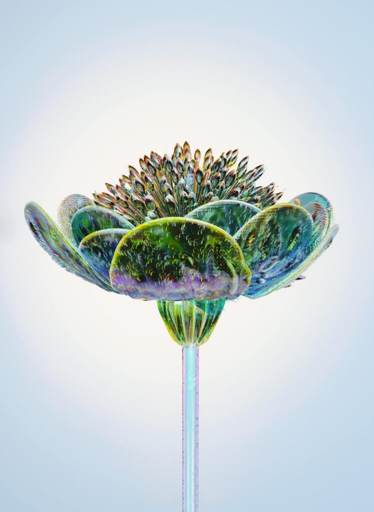 pexels photo 17485679 17485679 A stunning 3D glass-effect flower highlighting technology and abstract design.
